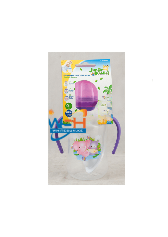 easy-grip-wide-neck-bottle-with-wide-neck-silicone-nipple-hood-cap-with-handle-with-tpr-spout-8oz-jungle-buddies-pp-silicone-tpr